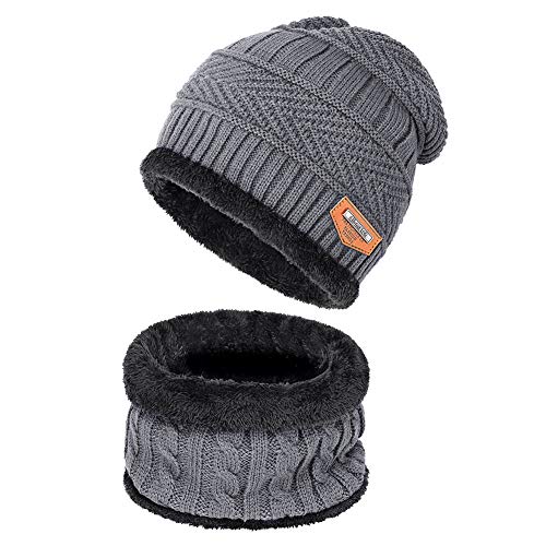 Sd Shadow Domain Warm Winter Beanie Hat & Scarf Set Stylish Knit Skull Cap For Men Women (03 Gray) #TOP18