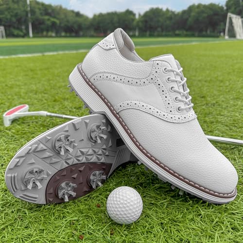 Image of Spikes Golf Shoes Men Professional Golf Shoes Waterproof Walking Footwears for Golfers Outdoor Gym Sneakers