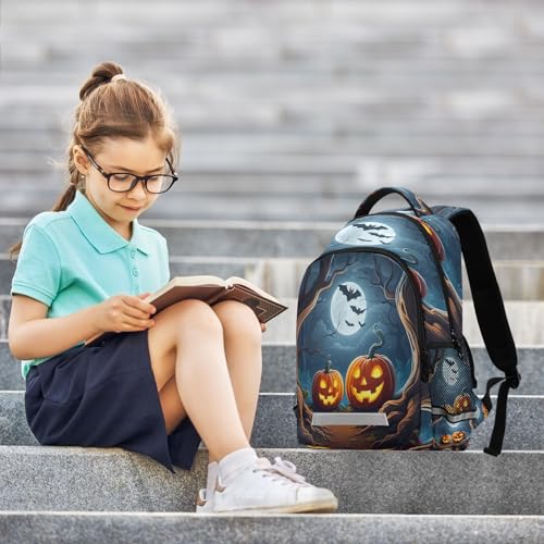 School Backpack Glowing Jack-o-lantern Pumpkins Lightweight Waterproof Travel Laptop Backpack Kids School Bags for Boys Girls Teens 11.6 X 4.9 X 16.7inch2