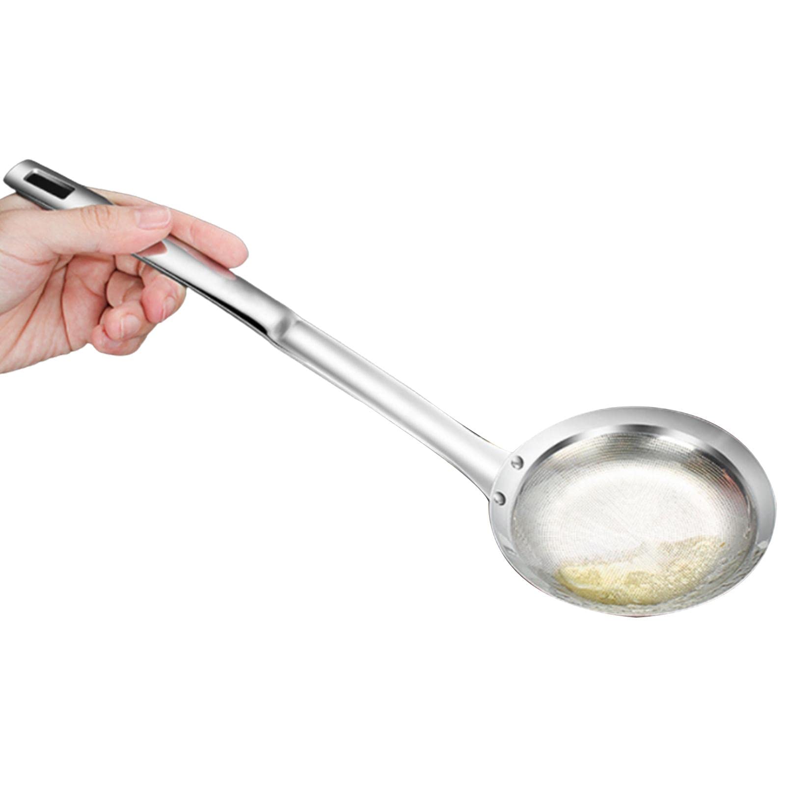 F FABOBJECTS® Skimmer Spoon Food Strainers 304 Stainless Steel Fine Mesh Strainer with Long Handle Colander Sieve Oil Filter Skimming Grease Foam Durable Kitchen Cooking Ladle for Quinoa Pasta