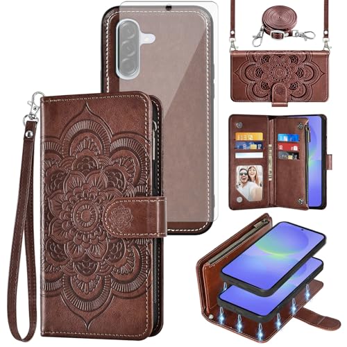Housse de protection Samsung Galaxy A36 5G avec motif Mandala Fleur et finition portefeuille