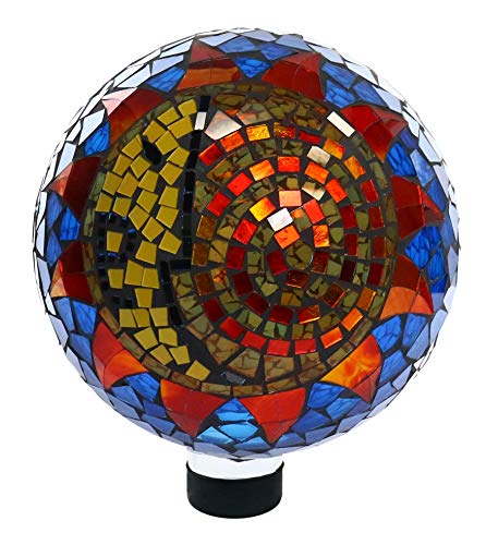 Alpine Corporation HGY120 Mosaic Sun and Moon Gazing Globe, 12 Inch Tall, Multi-Color