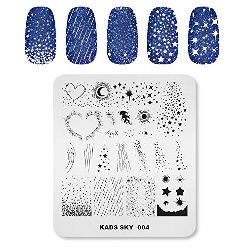 KADS Nail Art Stamping Plates Set Image Template Stencils Meteor Pattern with Stamping Plates Holder Case Organizer (SK004) - Image 4