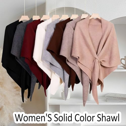 Women's Solid Color Shawl, Shawl Wraps for Women with Loop, Triangle Shawls Scarf, Warmer Winter Fall Accessory4