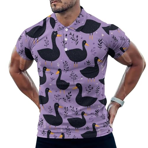 Polo de golf pour homme imprimé oie noire pour l'été et le club