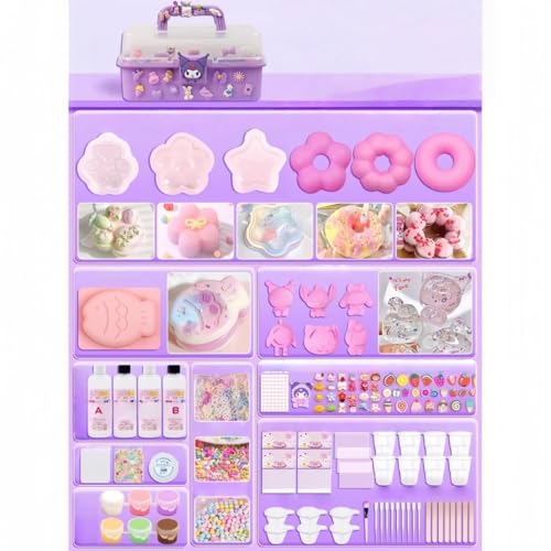 MiluFox �X�N�C�[�Y �L�b�g �X�N�C�[�Y �������� DIY �Z�b�g �X�N�C�[�Y�g�C����L�b�g ���W�� AB �t �^�g & �A�уp�E�_�[�t�� �_�炩�ӂ�ӂ� �X�g���X���� �q����l���p ���蕨�ɍœK (�y500ml�p�����z�y12��ނ̌^�z,�p�[�v��)