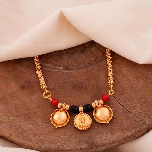 Image of Radha's Creations Women's 1 Gram Gold Plated Copper Mangalsutra with Chain 24 inch and Vati Tanmaniya