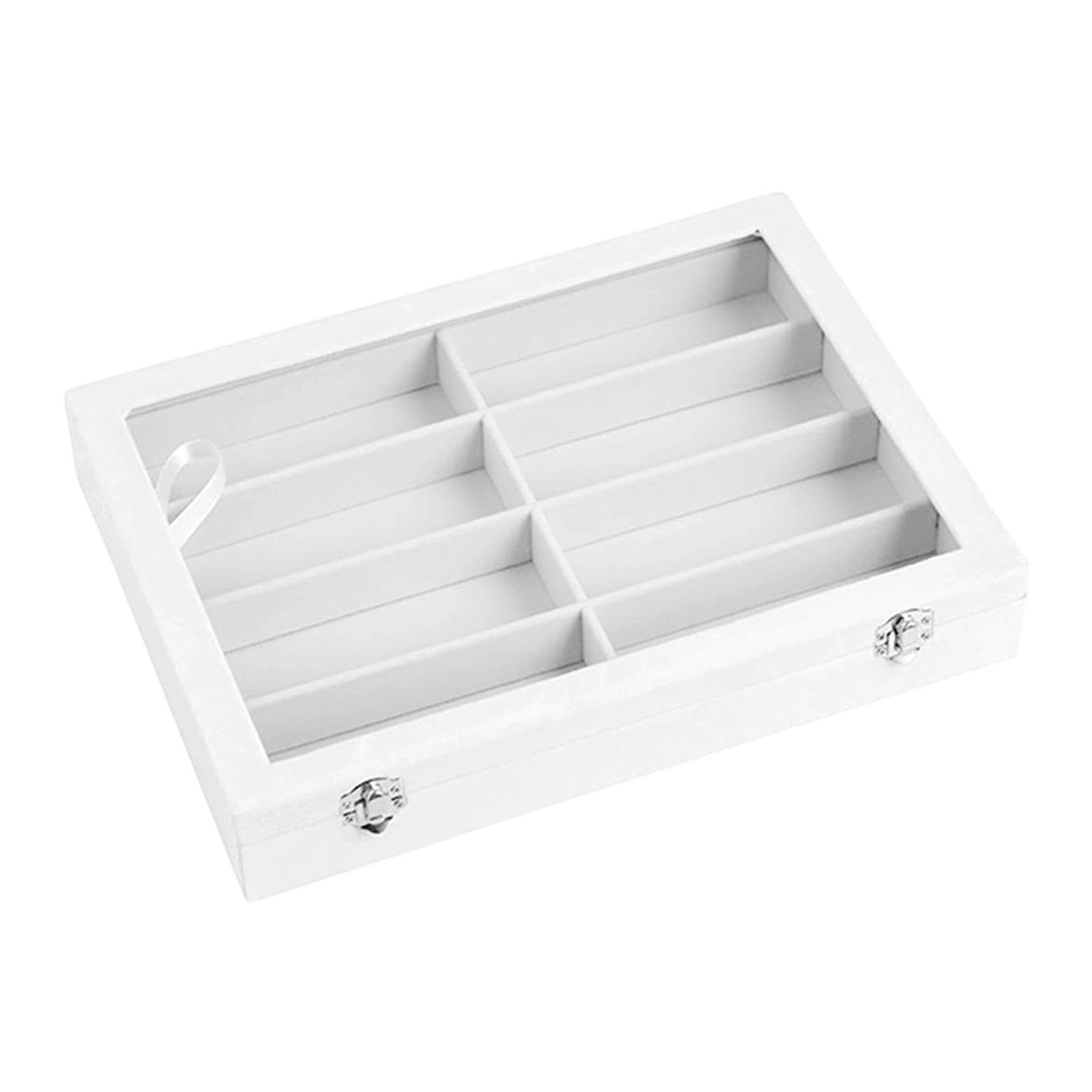Brillenetui, Sonnenbrillen-Organizer, Elegante Aufbewahrungsbox für Damen und Herren, ideal für Zuhause, Kommode oder Schreibtisch, Weiß