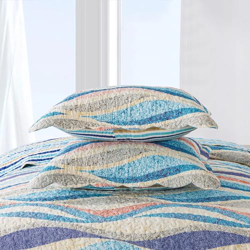 NEWLAKE Quilt Bedspread Sets - West Coastal Pattern Reversible Coverlet Set, King Size