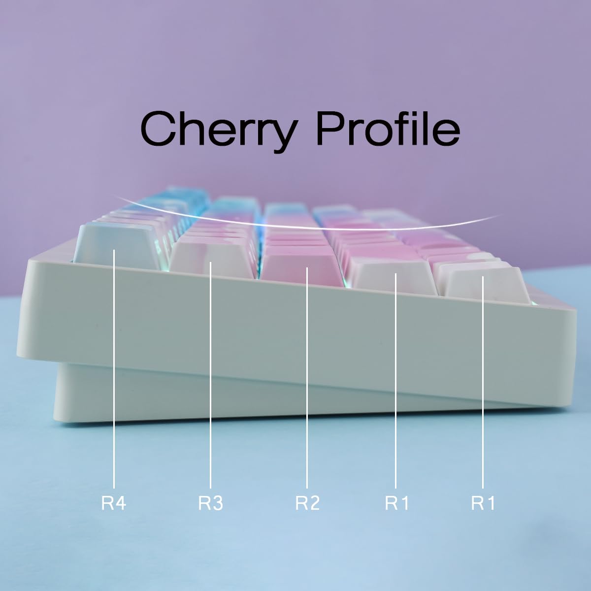 Nasadki klawiszy PBT - zestaw nasadek na klawisze gradientowe niebo, 133 klawisze Double Shot Shine Through Keycaps, profil wiśni, minimalistyczny styl, niestandardowa nasadka klawiszy do klawiatur