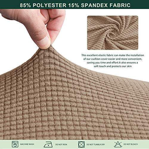 Image of CHUN YI Stretch Couch Cushion Cover Suitable for 3 Settee, Sofa Seat Slipcover with Spandex Jacquard Fabric(Large,Camel)