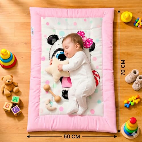Image of FRIDO New Born Baby Godadi Pack of 5 Combo Set Soft Cotton Baby godi| Godari | Baby Bed | Crib Sheet | Cartoon Mat Godadi | Bedding Set | Multicolor(Set of 5) (Blue-1)