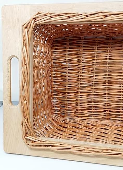 Wicker Basket with Beech Frame Handles for Framed or Frameless 15 or 18 Cabinets, Made in Poland