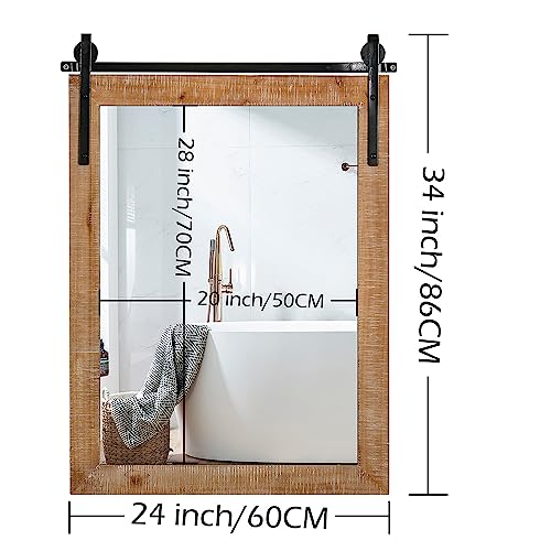Farmhouse-Bathroom-Vanity-Mirrors-Rustic-Wood-Framed-Bathroom-Mirror-in-Barn-Door-Style-Decorative-Mirrors-24×34-Brown-Enhance-Your-Home-Wall-Decor Farmhouse Bathroom Vanity Mirrors Rustic Wood Framed Bathroom Mirror in Barn Door Style Decorative Mirrors 24×34 Brown Enhance Your Home Wall Decor