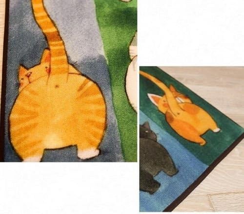 EatingBiting 24" x 16" Lucky Cat Non-Slip Carpet Floor Mats for Home Four Cute Cats' Tails Pattern Door Rug, Bathroom Living Room Kicthen Mats for Home