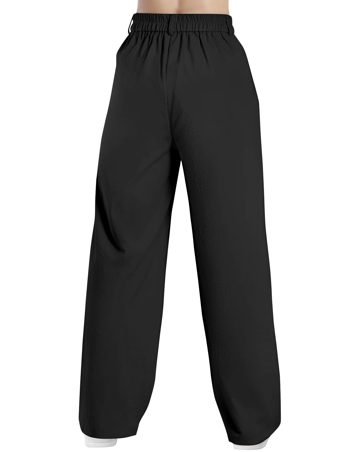 Glacspyg Pantalones de Ocio de Cintura Alta para Mujer Otoño e Invierno Tejido de poliéster y Elastano de Alta Densidad Pantalones de Trabajo Elegantes y Lisos con Bolsillos
