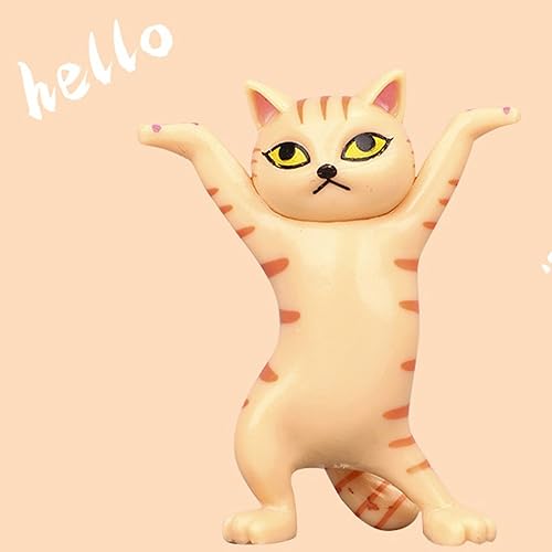 Miniatura 5 de PHILISENMALL 5 piezas de decoración de gato bailarín modelo lindo encantador adorno decoración habitación pluma sosteniendo estatua para fiesta,