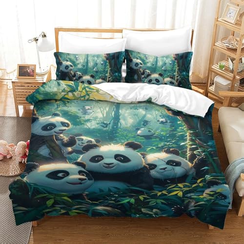 Housse de couette Panda 3D respirante pour literie simple infroissable - 2