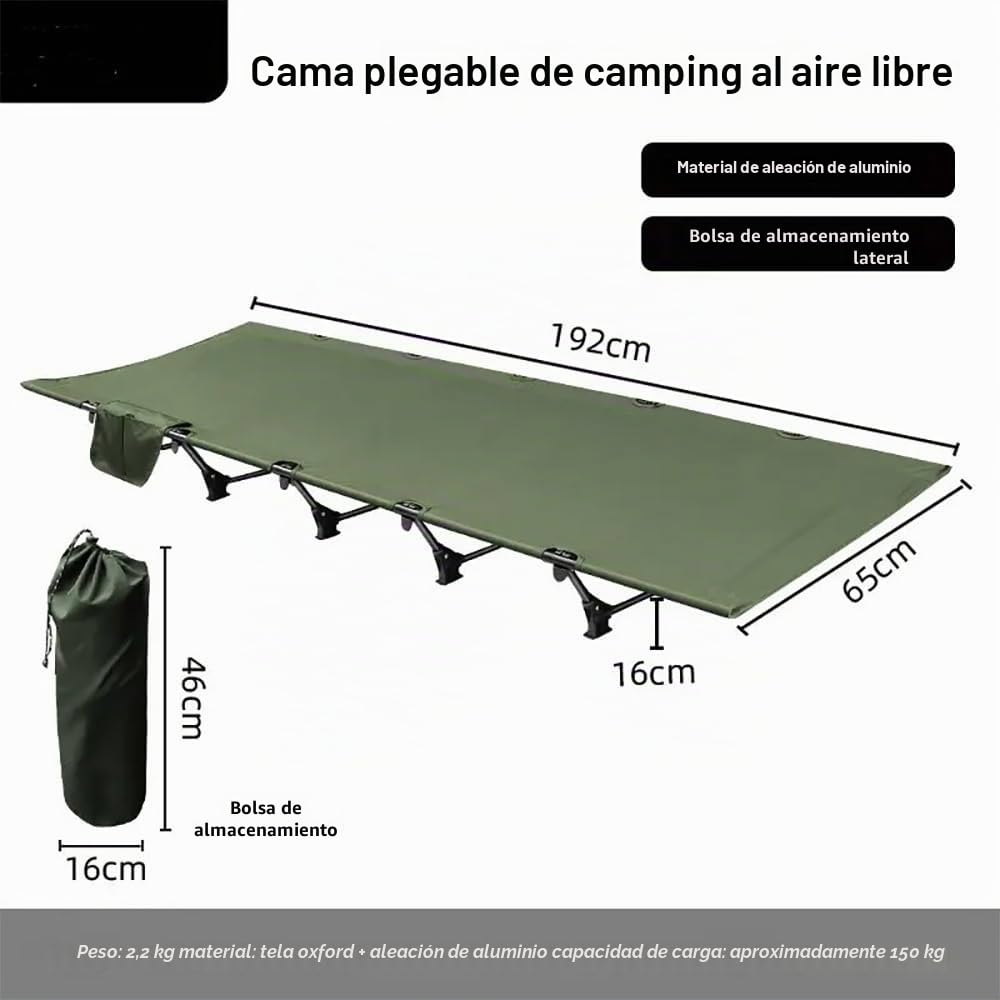 NEWFUN Cama Plegable Camping, 190 × 65 × 16 CM, Capacidad de Carga de hasta 150 kg, Apta para Viajes al Aire Libre, Acampadas, Senderismo, Montañismo y Excursiones Ligeras con Mochila