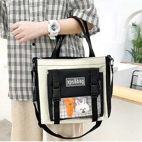 4Pcs Kawaii Backpack Cute Backpack for School Aesthetic Backpack Kawaii School Supplies Backpack Set with Accessories (Black)4