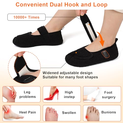 JOINFREE Womens Mens House Slippers Wide Adjustable Diabetic Slippers Cozy Barefoot Bedroom Shoes Edma Swollen Socks Slipper With Soft Rubber Soles2