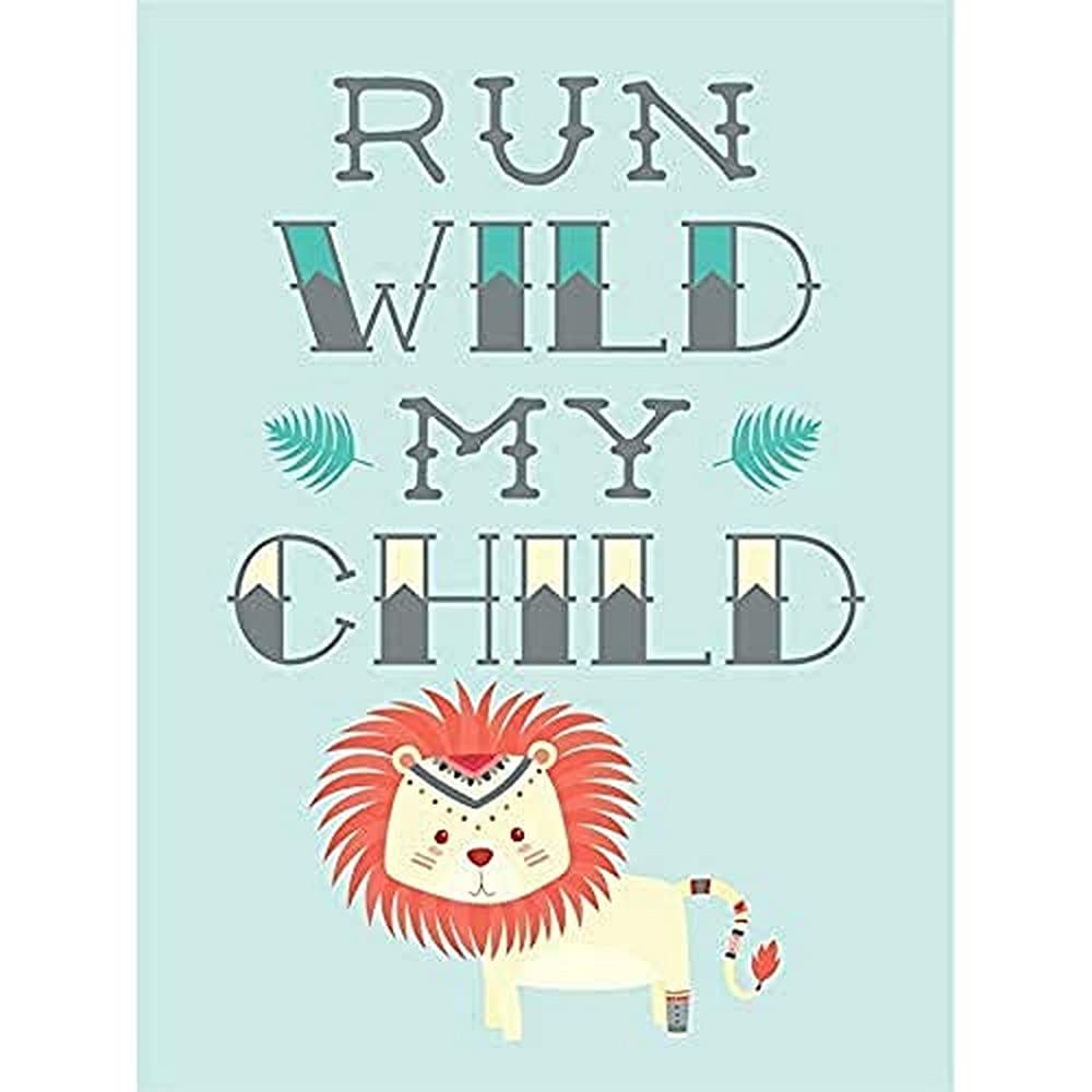 Kids Run Wild my Child Pastel Lion Canvas Wall Art Print