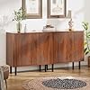 Tribesigns vintage walnut storage cabinet set freestanding floor cabinet classic 59 inches sideboard wood buffet cabinet with doors large storage cabinet for living room dining room garage  urban country home decor