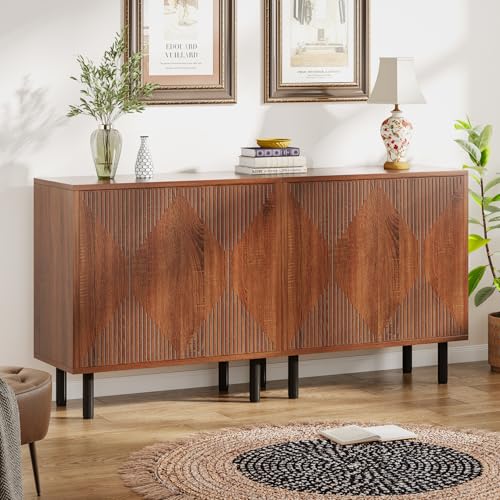 Tribesigns Vintage Walnut Storage Cabinet Set, Freestanding Floor...