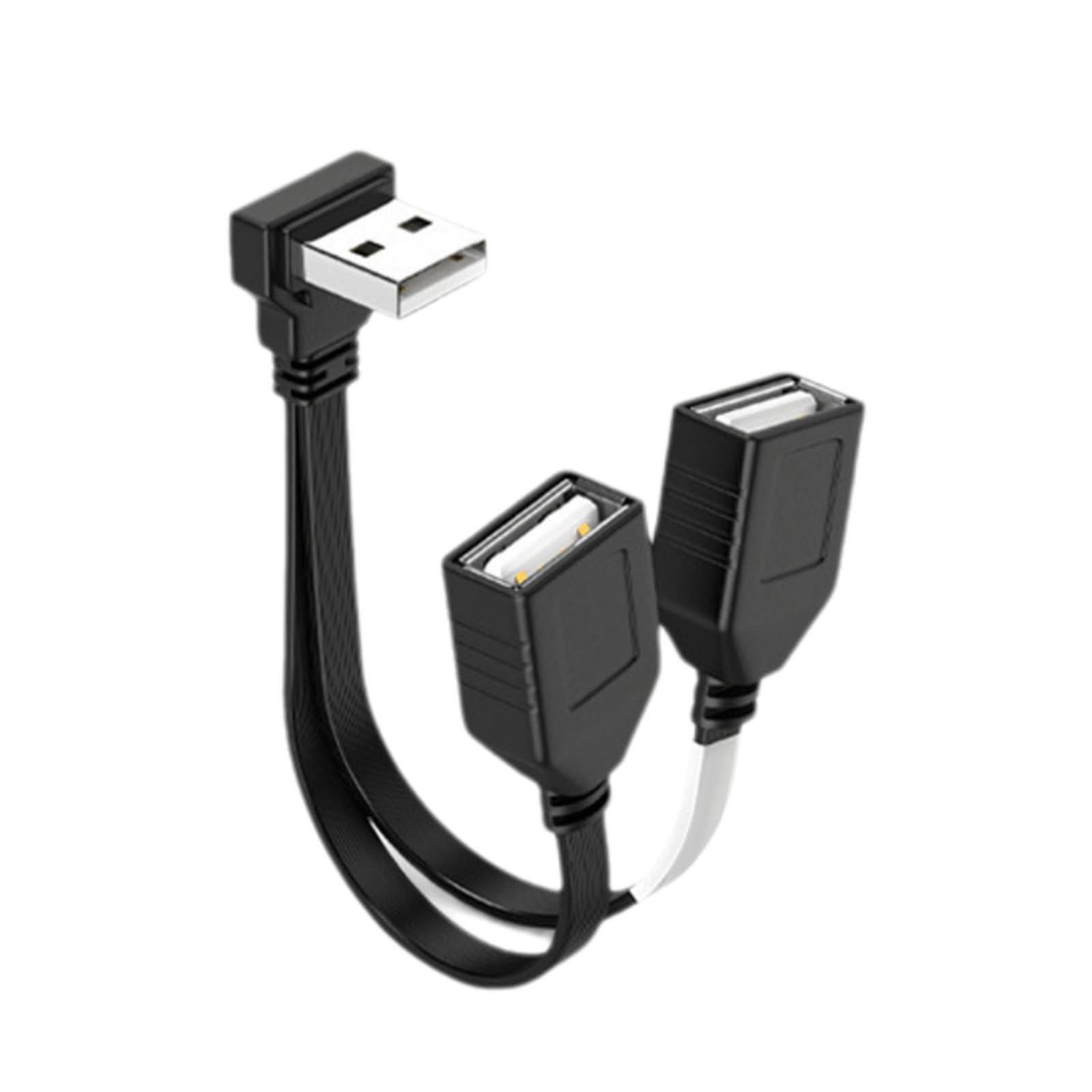 Xjdzineq USB 2.0 Splitter Cable Male to Double Female Adapter Space Saving 90Degree for Efficient Charging and Data Transfer USB Splitter