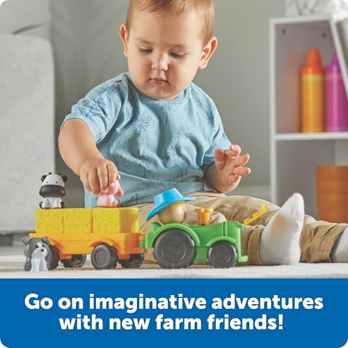 Image of Learning Resources Peeksville Haul & Seek Tractor - Farm Animal Toys, Play Figure Playsets, Barnyard Toys, Toddler Farm Playset, Farmer Toy, Animal Toy Sets, Gifts for Boys and Girls