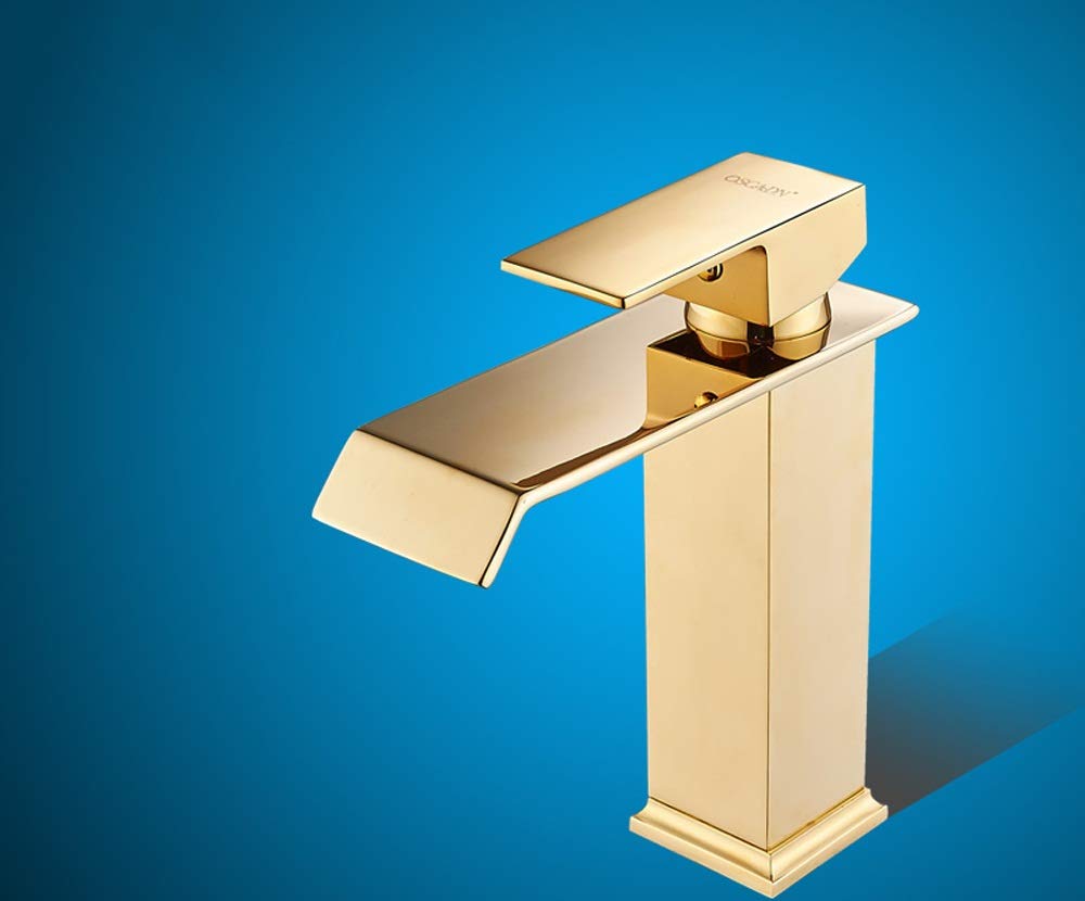 Grifos de un solo orificio dorados para baño sin salpicaduras cascada 3
