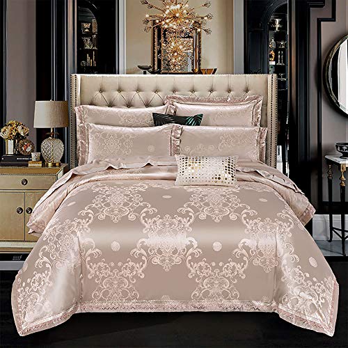 Parure de lit en coton de luxe jacquard satin pour grand lit king size bleu épuré
