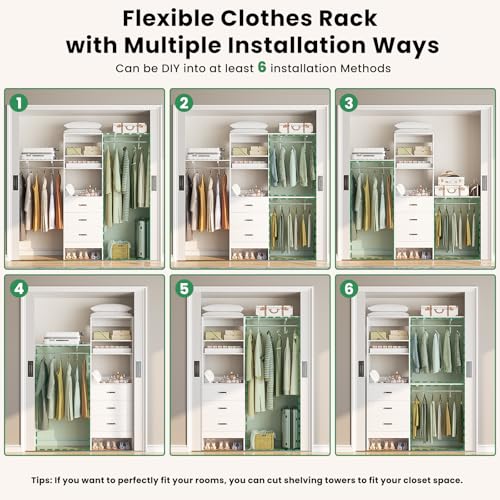 Cyclysio CS-YCJ3H Closet System, 8Ft Closet Organizer System thumb #4