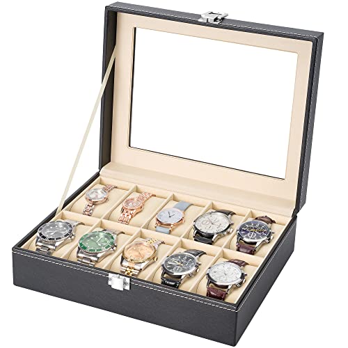 Readaeer Ecrin pour Montres pour 10 Montres Présentoir/Coffret/Boîte de Stockage (Noir)