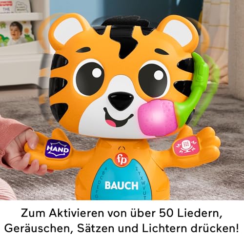Fisher-Price Lernspielzeug für Babys und Kleinkinder, Beat Bande Lern & Tanz Tiger Justin mit Geräuschen und Lichtern für Kinder ab 9… – Ansicht 4