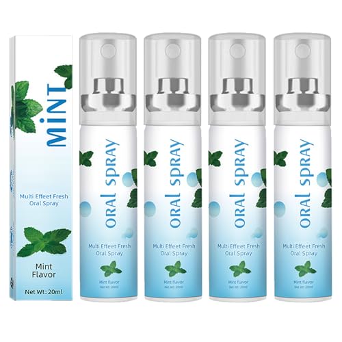 Mauvaise Haleine Spray pour la Bouche,Spray Buccal pour l'Haleine,Professionnelle Fresh Breath,Soin Buccal à la Menthe Fraîche pour se Débarrasser la Mauvaise Haleine,20ml,4PC
