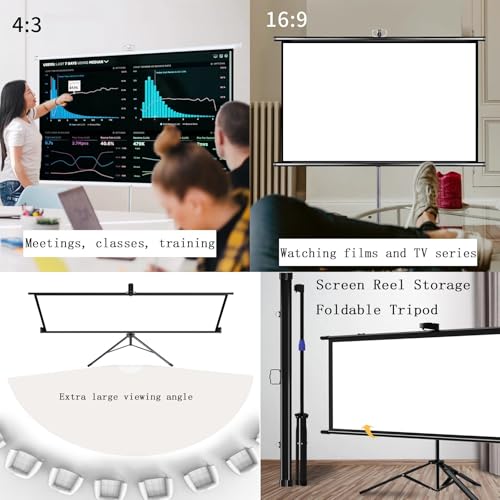 Pantalla de proyector con trípode 16:9 60 pulgadas negra miniatura 5