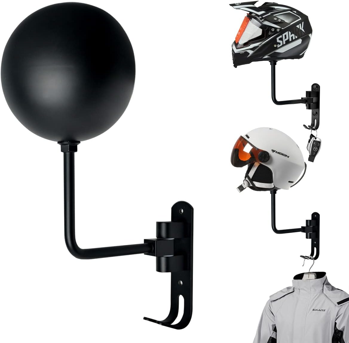 COZYLIFE Motorcycle Helmet Rack Bike Accessories Helmet Holder Rack with 180 Degree Rotation Perfect Helmet Accessories Hanger for Motocycle Bike Coats Caps Baseballs Football Rugby Helmet