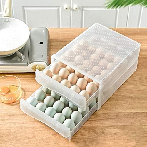 60 Grid Double Layer Egg Storage Drawer Practical Kitchen Refrigerator Storage Portable Large Capacity Box Crisper - (Color: A)