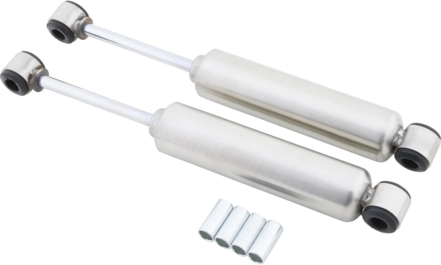 Speedway Short Gas‑Filled Tube Shocks Pair, 9.625″ Compressed 14.625″ Extended Natural Stainless Steel Twin-Tube Gas Charged Shock Absorbers for Front & Rear Suspension