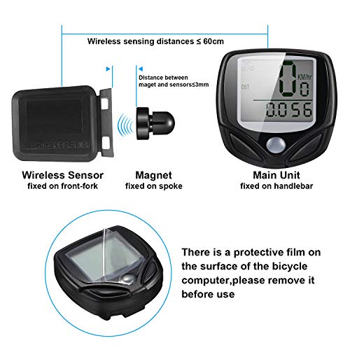 2 Pack Multi-Functions Bicycle Speedometer Wireless Bike Odometer Waterproof Cycle Computer with LCD Display for Outdoor Cycling Real-time Speed Tracking