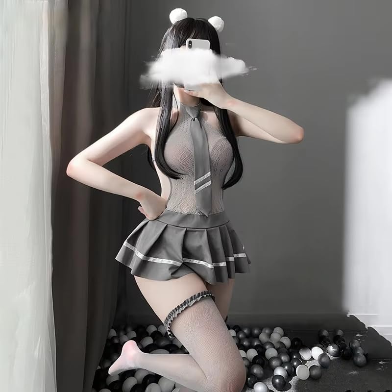 Image of GirlFriend Lingerie One Piece Nurse Deep V Neck Teddy Princess Lingerie Set - Fairytale Nurse Bikini Set for women wife