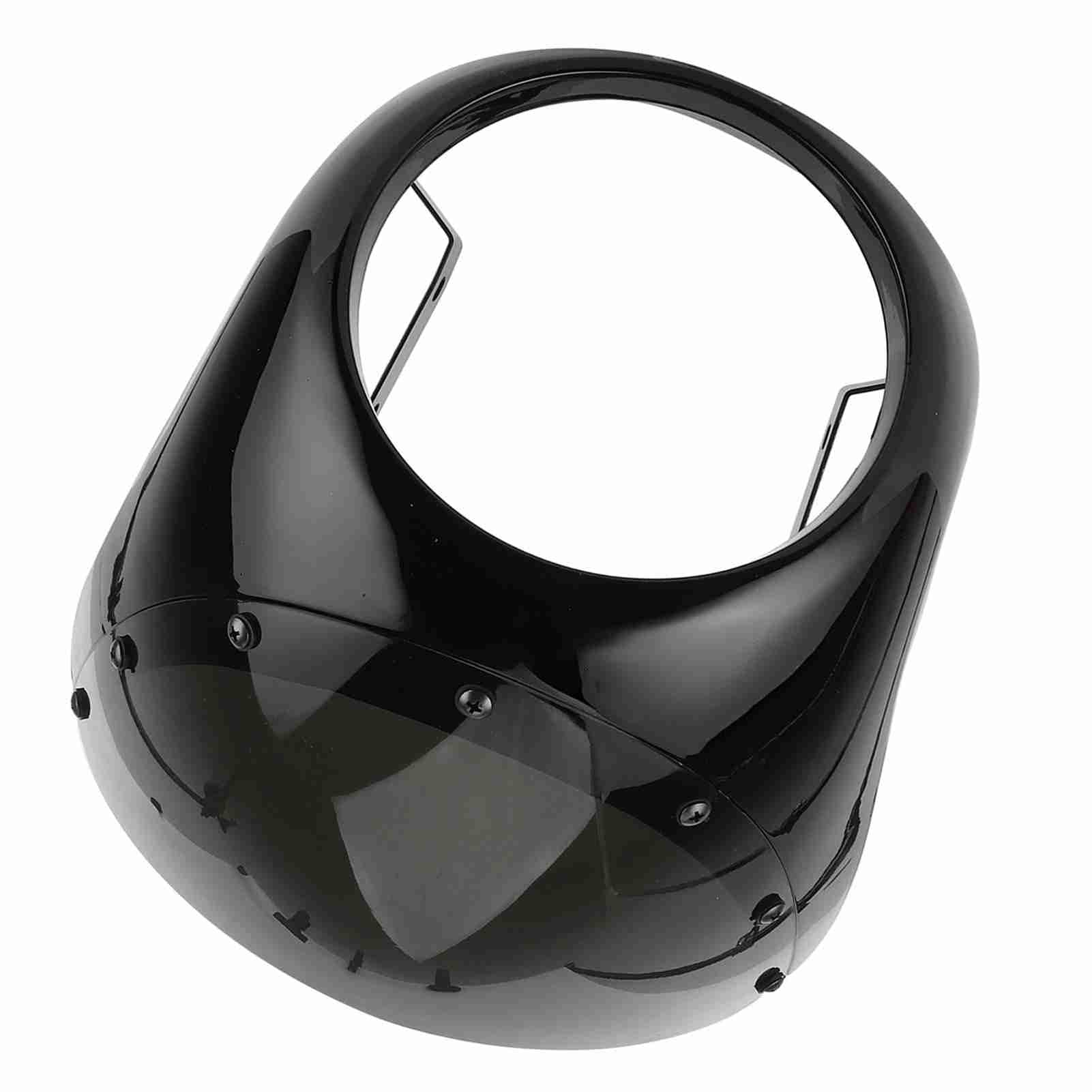 Akozon Motorcycle Headlight Fairing Wind Deflector Universal Windshield 7in Windproof for Comfortable Ride (Bright black + black cover)