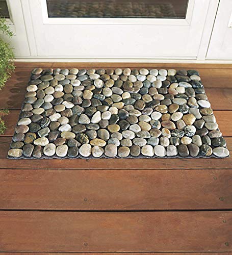 Vivaterra Multicolor Indoor Outdoor Smooth River Rock Stone Floor Mat 29.5" X 20" #TOP6