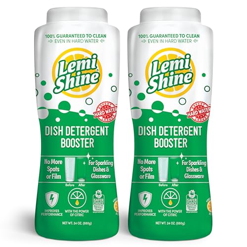 Comparison: Best Dishwashing Detergent For Hard Water 2 Lemi Shine Natural Dish Detergent Booster - Hard Water Stain Remover - Multi-Use Citric Acid Cleaner - 24 oz (2 Pack)