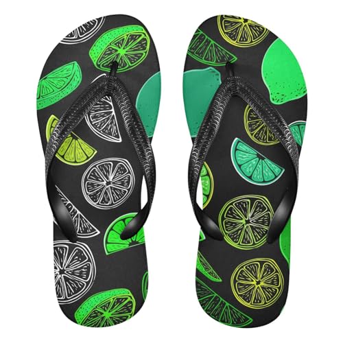 Lime Black Flip Flops for Beach Thong Sandals Anti-slip Lightweight Beach Shoes for Summer Outdoor Travel