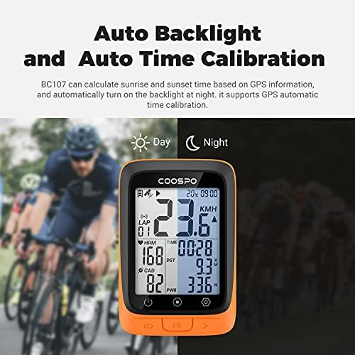 CooSpo Bike Computer Wireless GPS Cycling Computer Support ANT+ Sensors & Bluetooth with IP67 Waterproof,Automatic Backlight, 2.3 Inch LCD Display