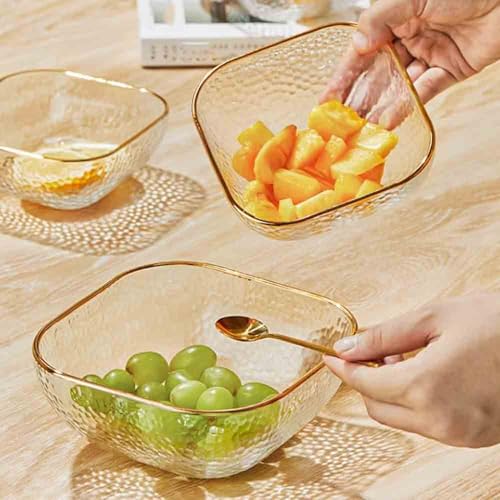 Plateau de service en verre ondulé : grand bol de fruits et assiette à collation