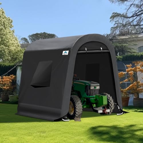 Advance Outdoor 6X8 Ft Shelter Storage Shed Steel Metal Round Peak Roof Anti-Snow Portable Garage Carport thumb #6