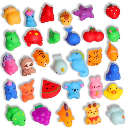 VNAMO Squishy Toys, 27 Pack Party Favors for Kids 8-12 4-8, Kawaii Mochi Squishies Fidget Toys Set, Birthday, Treasure Chest Box for Classroom Prizes, Pinata Filler, Goodie Bag Stuffers